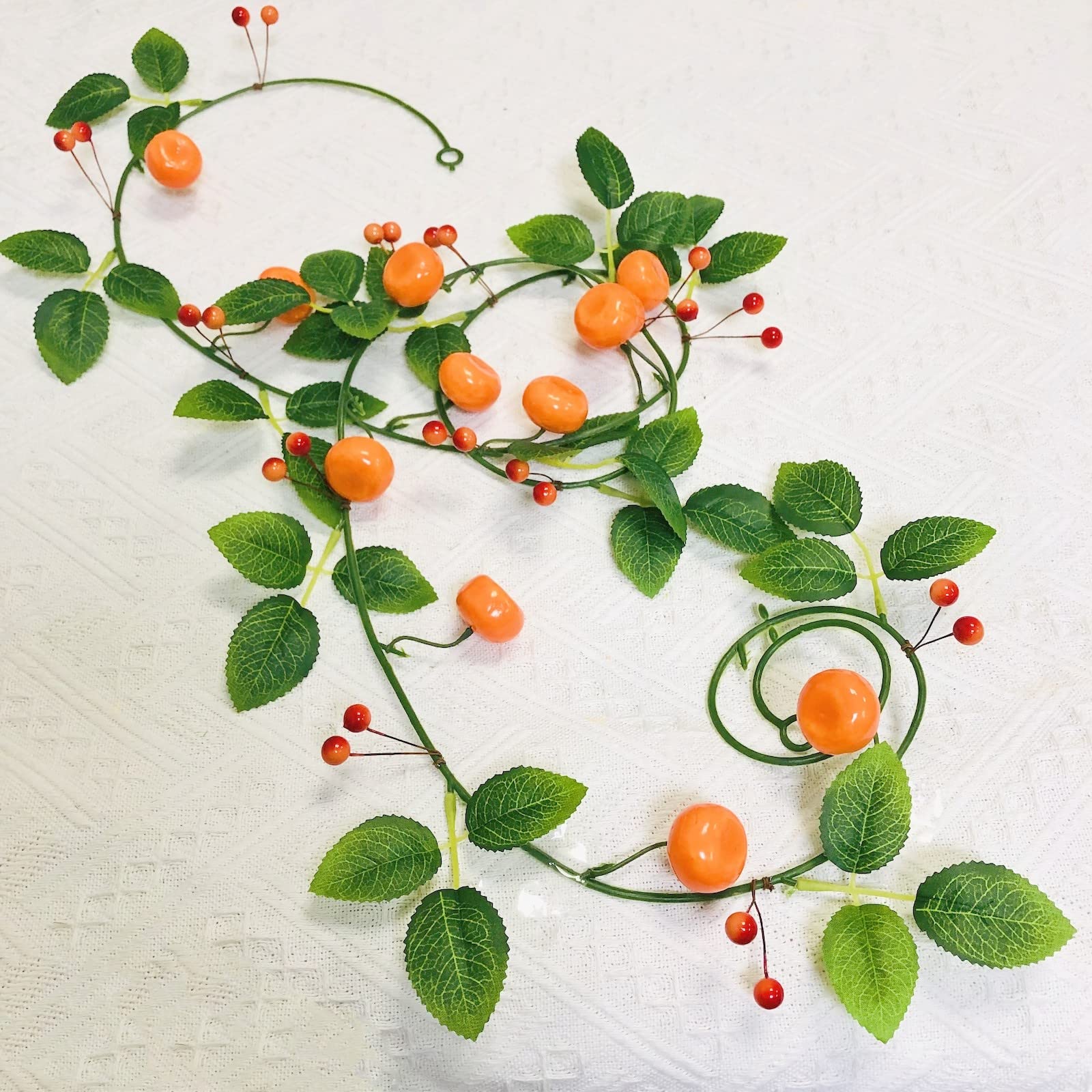 Photo 1 of Artificial Fruit Tangerine Vine Oranges Hanging Plant Artificial Berries Kumquat Garland for Home Garden Autumn Harvest Party Decor (Tangerine Vine, 1 Pack)
