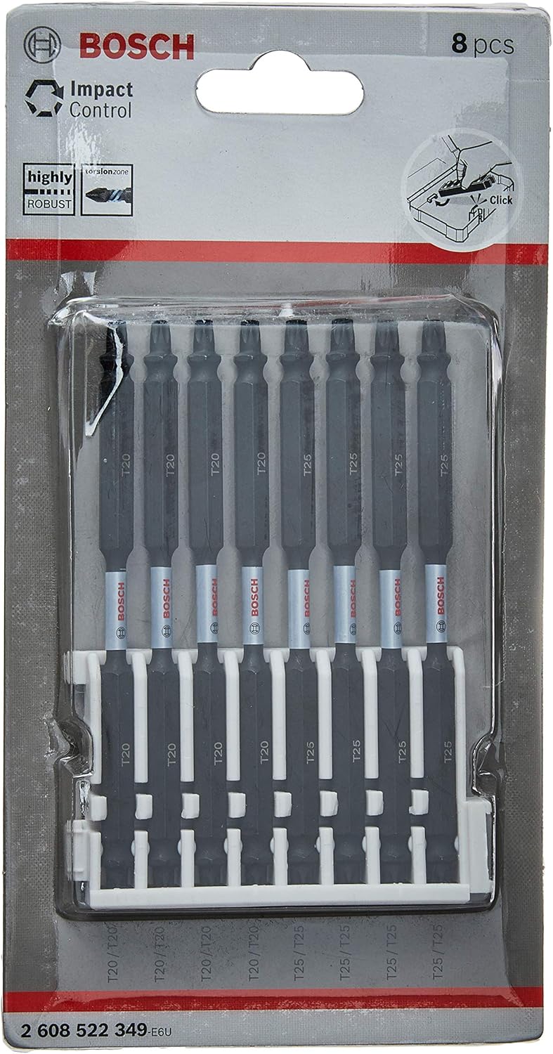 Bosch Accessories 8pcs. Double Screwdriver Set (Impact Control, T Bits, Length 110mm, Pick and Click, Accessory Impact Drill)