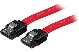 StarTech.com 18in Latching SATA Cable - SATA cable - Serial ATA 150/300/600 - SATA (R) to SATA (R) - 1.5 ft - latched - red -