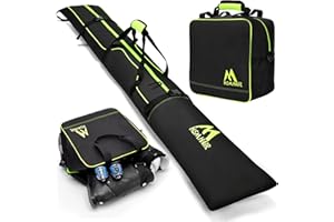 Hsmihair Ski Bag and Boot Bag Combo,Padded Ski Bag Set for Air Travel,Snow Ski Bags for Adults,Water- resistant Ski Boot Bag Fits for Skis Up to 200 CM and Boots Up To Size US13