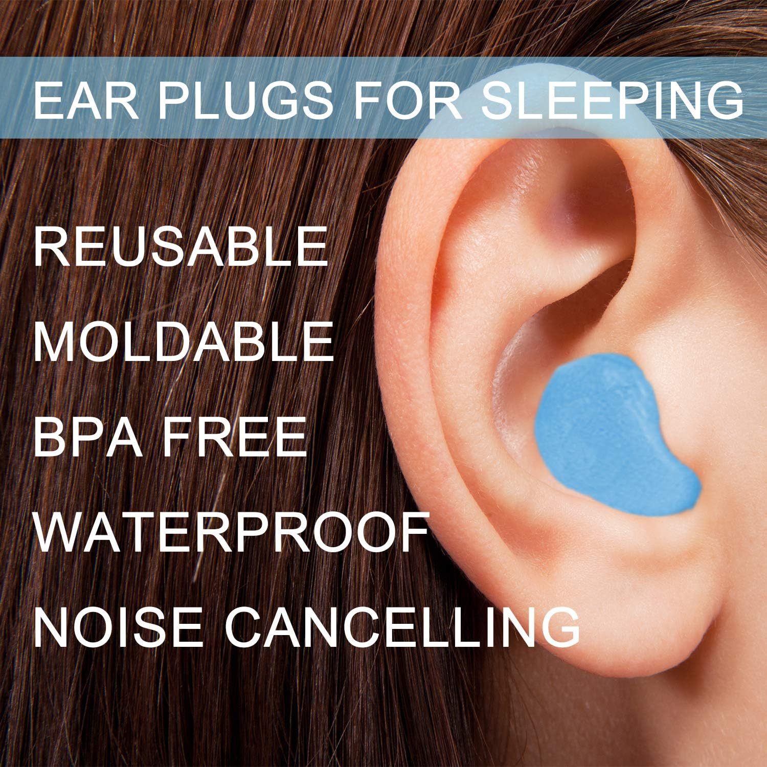 Ear Plugs for Sleeping, Reusable Silicone Moldable Noise Cancelling Sound Blocking Reduction Earplugs for Swimming, Snoring, Concerts, Shooting, Airplanes, Musicians, 32dB Highest NRR: Health & Personal Care
