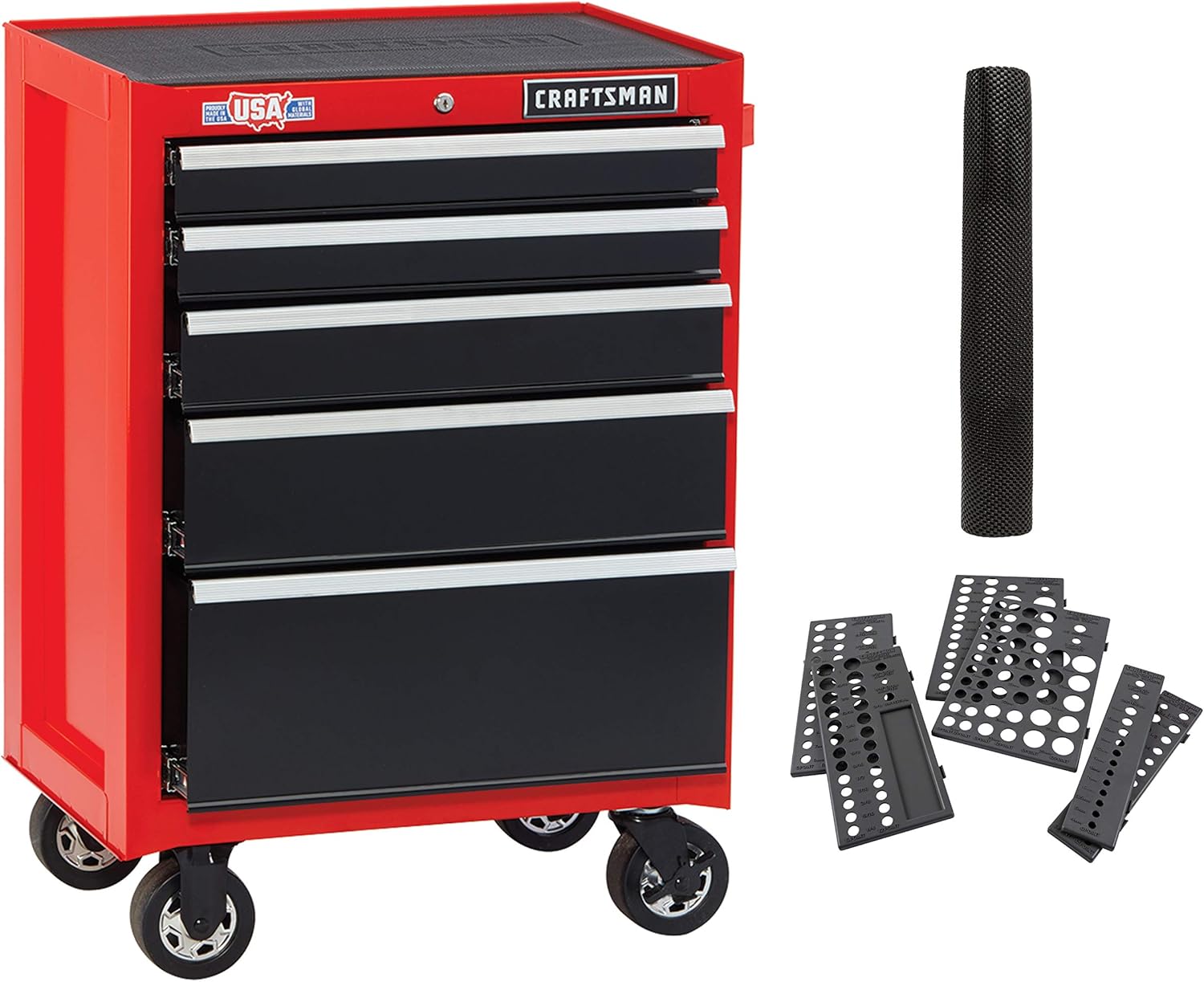 Craftsman Tool Cabinet With Drawer Liner Roll Socket Organizer 26 Inch 5 Drawer Red Cmst82769rb