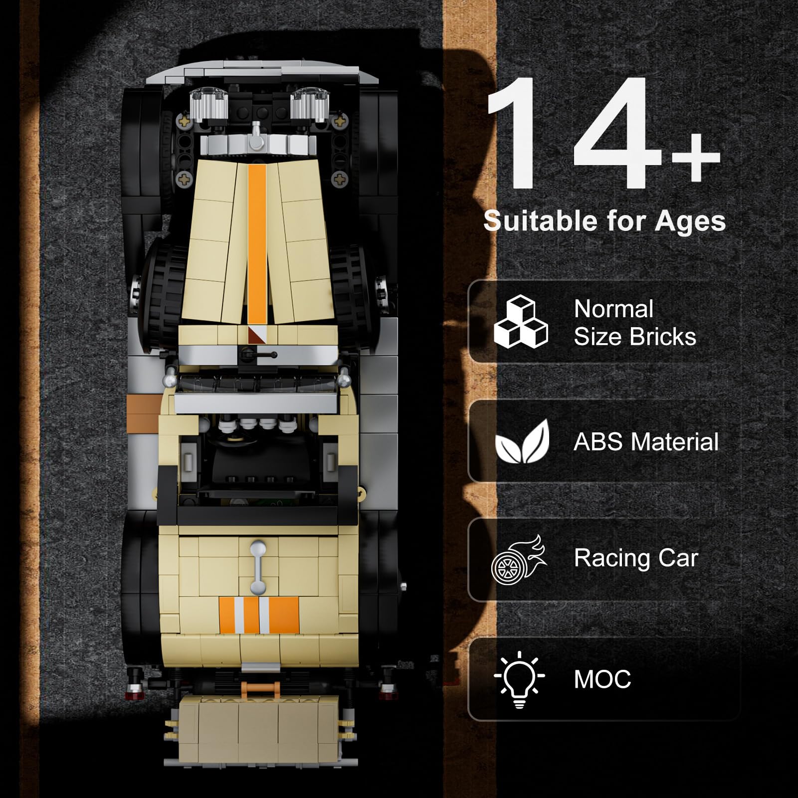 Mould King 10115 Technik Oldtimer Klemmbausteine Klassische Retro Vintage Oldtimer Sportwagen Bausteine Modellauto Sammlerauto Bausätze für Fans Erwachsene(897 Teile) 3