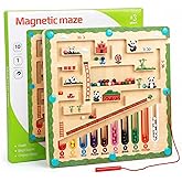 Magnetic Color and Number Maze - Wooden Montessori Toys for 3 4 5 Year Old Toddlers, Fine Motor Skills Activity Board, Counting & Sorting Puzzle Game, Preschool Learning Educational Gift for Kids