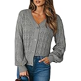 Dokotoo Women's Cardigan Sweaters 2025 Lightweight Fall Oufits Clothes Trendy Long Sleeve Crochet Tops Casual Jackets