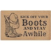 Mingnei Vintage Western Coco Coir Doormat Door Mat for Home House Entrance, Retro Rustic Country Western Cowboy Floor Mats for Outdoor Outside Entryway 30x17 Welcome Mat