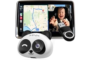 MINIX CA520 Wireless CarPlay Baby Car Camera for iPhone, 1080P HD Rear Seat Baby Monitor with Night Vision, 150° Wide View, L