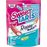 SweeTARTS Rope Bites Mixed Fruit Flavored Candy, Resealable Bag, 8 oz | Bite-size chewy ropes, mixed fruit flavors, resealable share bag, snacking, lunchbox, party candy