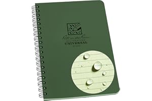 Rite In The Rain Weatherproof Side Spiral Notebook, 4.625" x 7", Green Cover, Universal Pattern (No. 973), 7 x 4.875 x 0.375