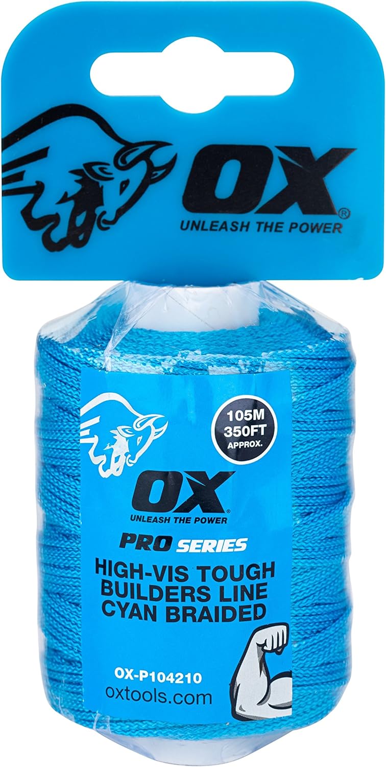 OX Pro Tough Nylon Braided Builders Line 105m / 350ft - Cyan, Blue, 105 m/350 ft