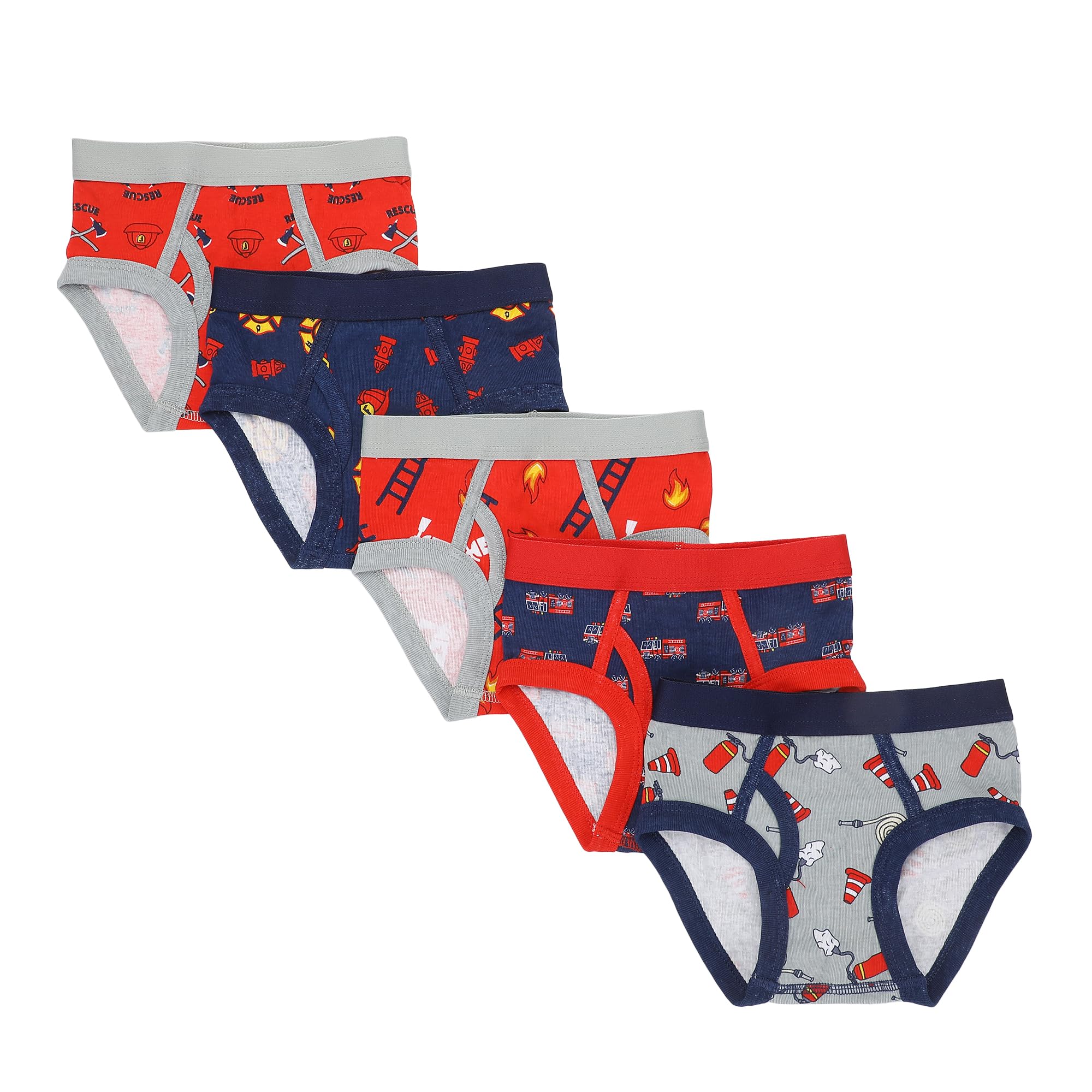 Photo 1 of Bioworld Firefighters and Fire Trucks Toddler Boys Cotton Briefs With Pouch (5 Pack) - 3T