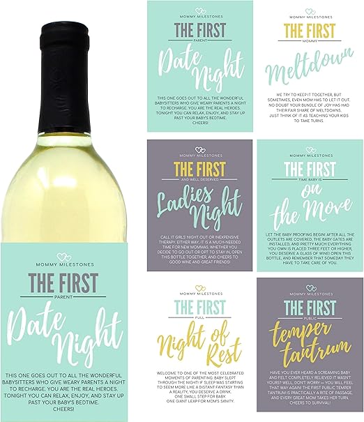 Amazon.com: 6 Mommy's First Milestone Wine Labels and Stickers, Great Baby Shower and Pregnancy ...