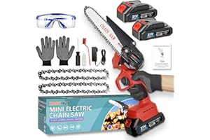 XABCHUI Mini Chainsaw 6 Inch Cordless, Handheld Chainsaw Battery Powered, Electric Chain Saw with 2 Batteries & Charger, Small Rechargeable Chain Saws Battery Operated, Lightweight Pruning Saw/Branch Cutter