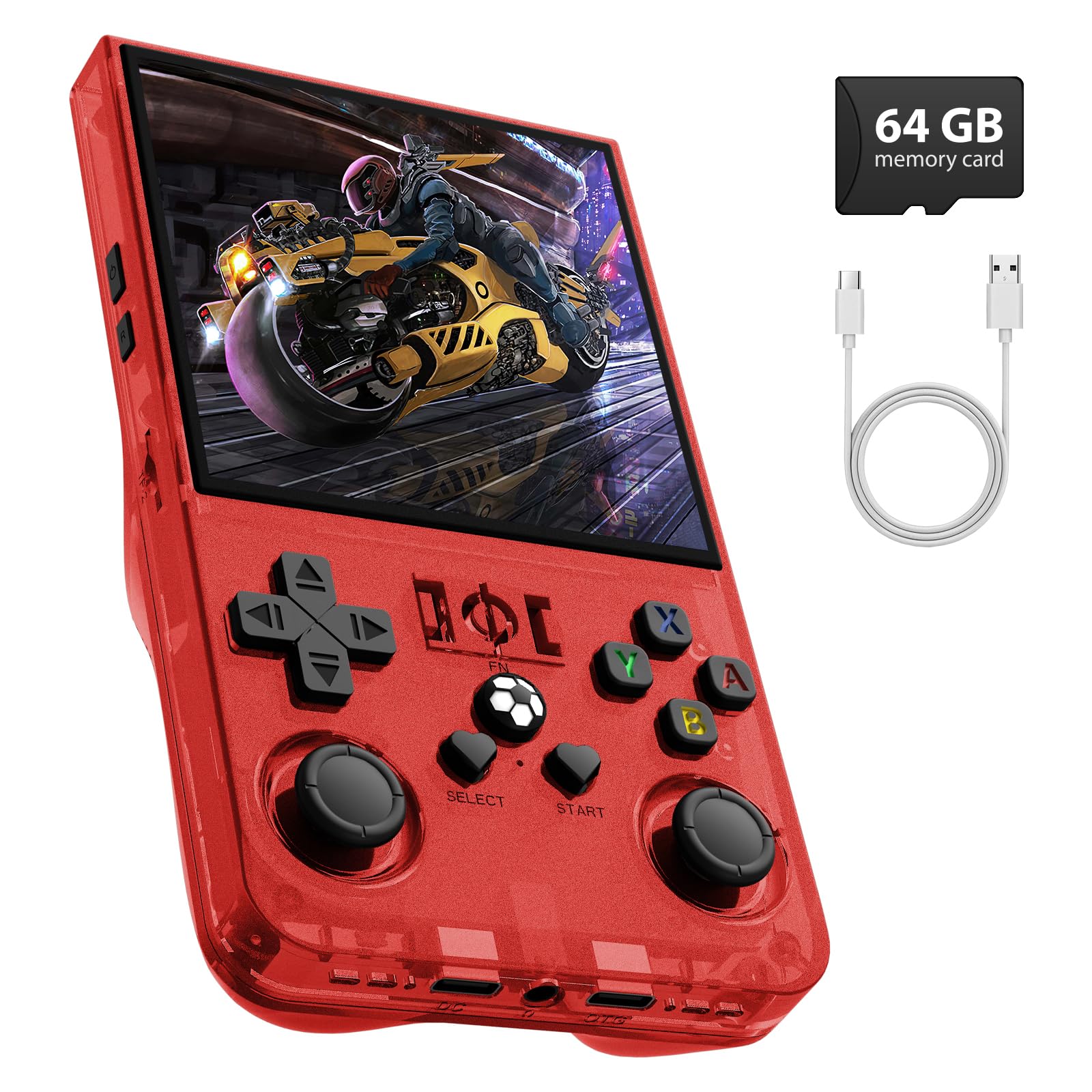 Photo 1 of R36MAX Retro Gaming Console, 4.0 Inch Handheld Game Console with 64GB Classic Video Games Inchluded,Support 30+ Simulators,Hand Held Game Console for Christmas (Red)