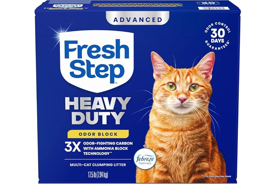 Fresh Step Heavy Duty Odor Block Advanced Multi Cat Clumping Litter with Febreze, 17.5 lb (Package May Vary)