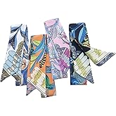 4pcs Purse Scarf For Handbags Silk Head Scarf For Hair Fashion Skinny Scarf For Women Long Neckerchief