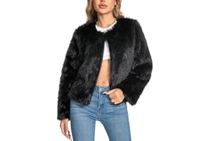 WELLATENT Fur Coats For Women, 2025 Plus Size Faux Fuzzy Jacket Fluffy Long Sleeve Winter Coat with Pockets.