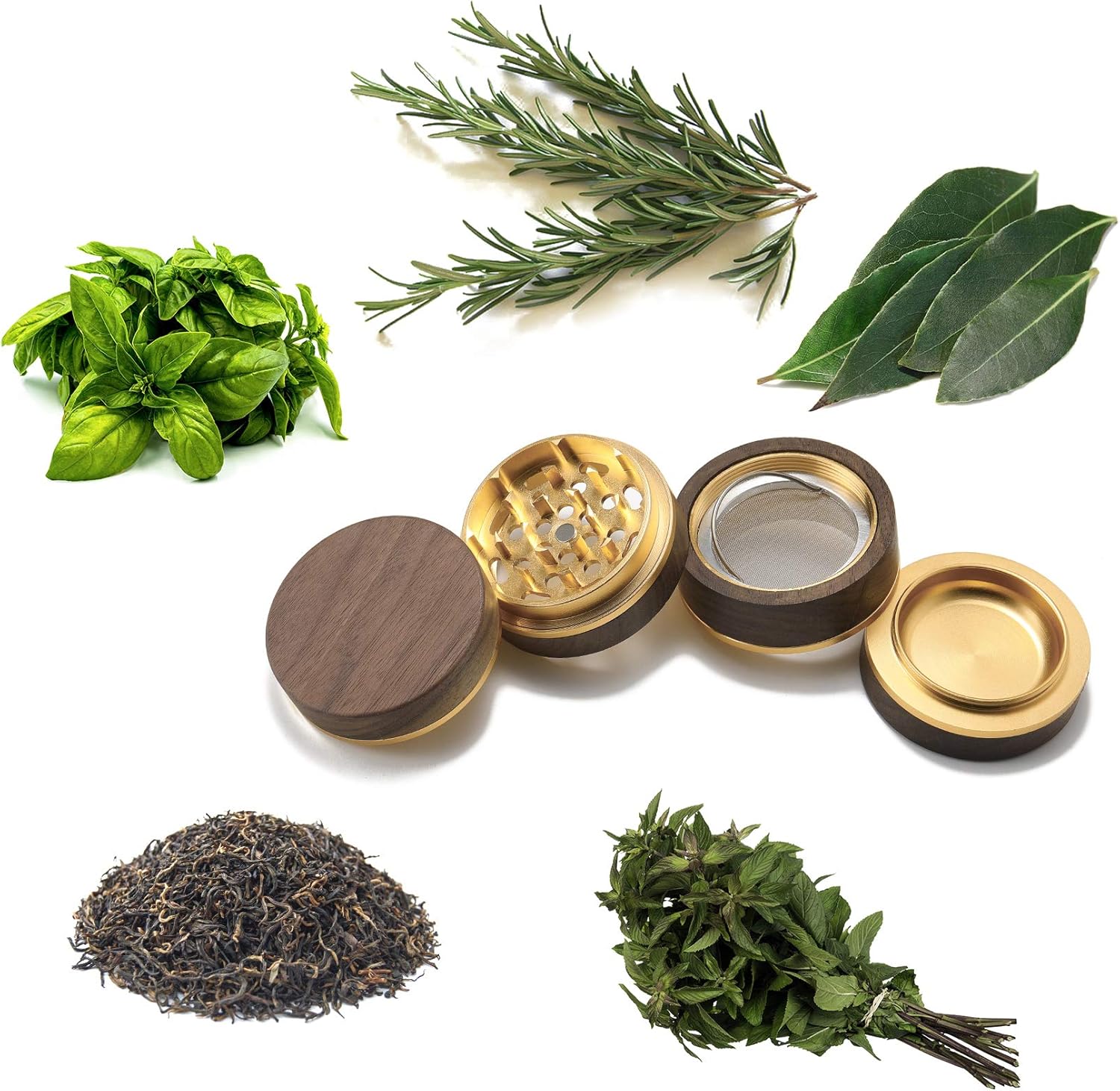 DCOU Premium Large Wooden Spice Grinder Pollen Collector with Magnetic Lid and Pollen Catcher 4 Piece 2.5 inches - Image 5