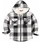 ThCreasa Girls Plaid Flannel Jacket Sherpa Fleece Lined Zip Up Winter Shirts with Hood