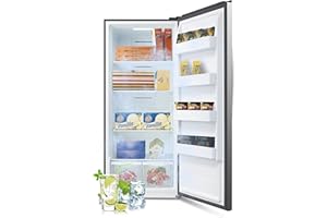 SMETA Upright Freezer 18 Cu ft Convertible Freezers Refrigerator, Garage Ready Stand Up Frost-Free Freeerless Fridge with Tempered Glass Shelves SS