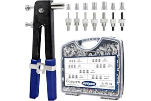 Eoppen Rivet Nut Tool Kit, Rivnut Tool Kit with 7 SAE and Metric Mandrels (10-24, 1/4-20, M3, M4, M5, M6, M8) and 444Pcs Rivet nut Assortment Kit with Rugged Carrying Case