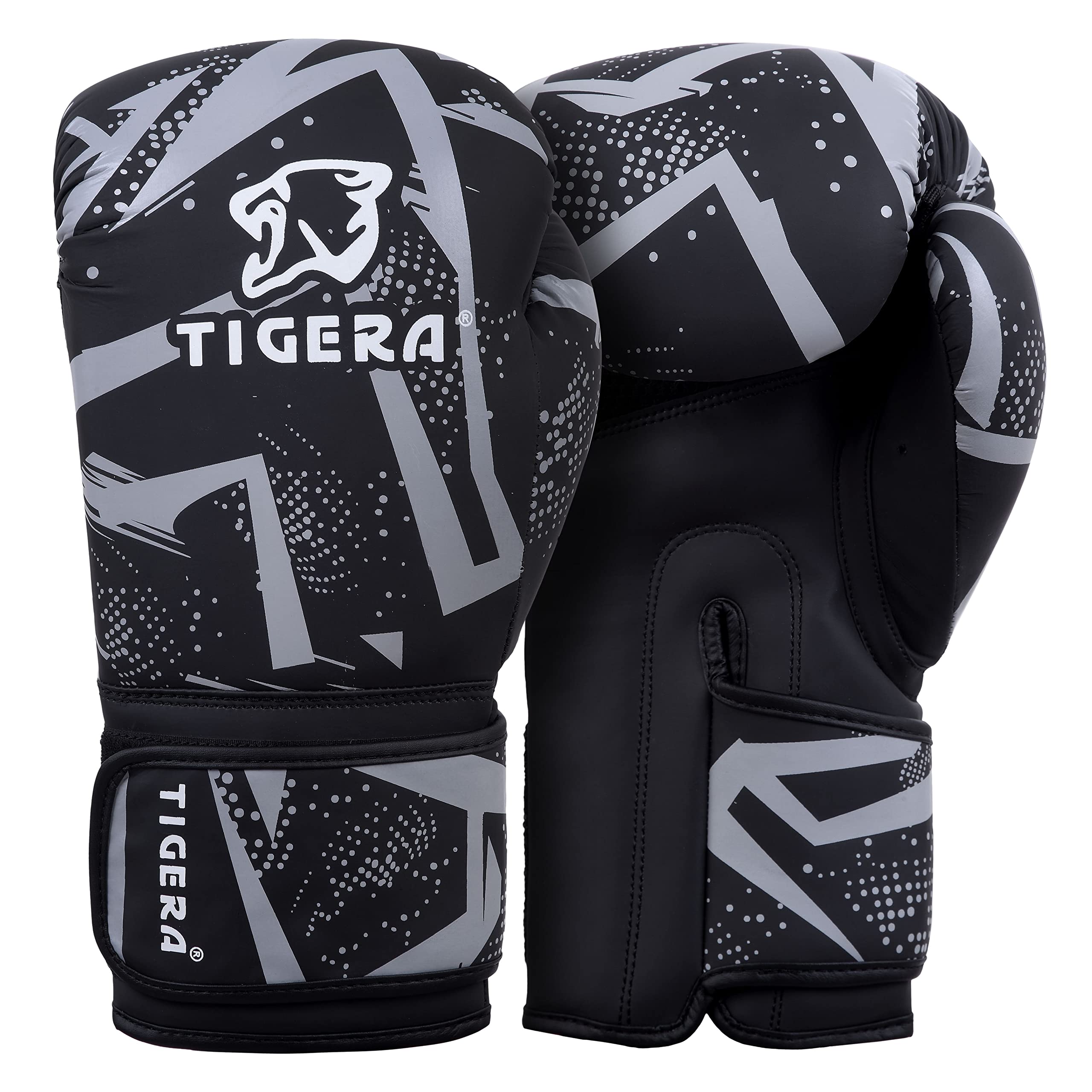 TIGERA Boxing Gloves 14 oz, Grey for Training, MMA, Sparring, Muay Thai, Kickboxing (Premium Quality, Extra Secure Fit, Superior Comfort)