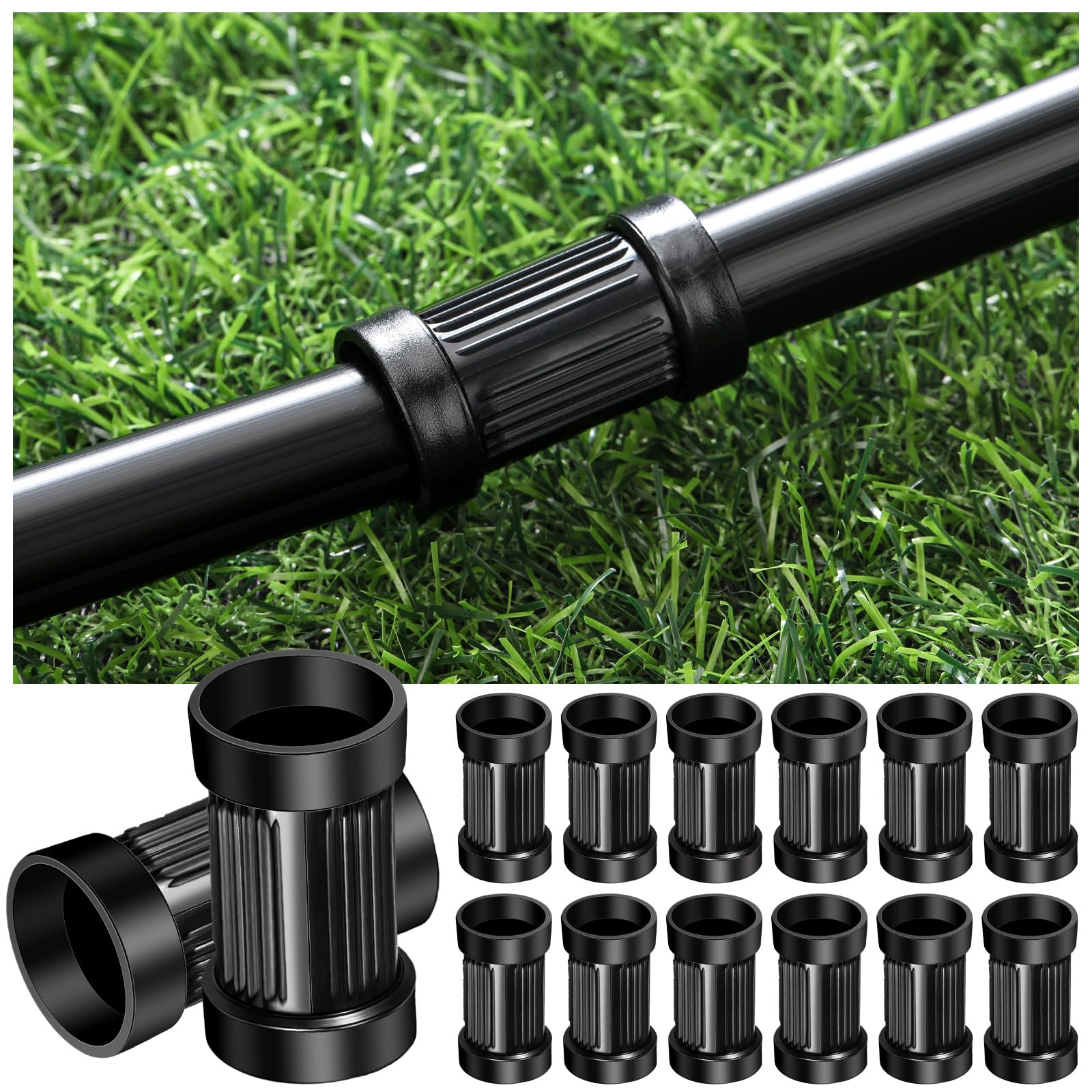 Photo 1 of Pangda 25 Pack PVC 1/2-inch Compression Coupling Drip Irrigation Parts Drip Irrigation Connectors Fitting for Supply Tubing and Dripline with 0. 620 Inch Od, Black