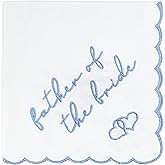 LADY&HOME Wedding Handkerchief - Something Blue for Bride- Embroidered Handkies Gift For Mother of the Bride and Groom