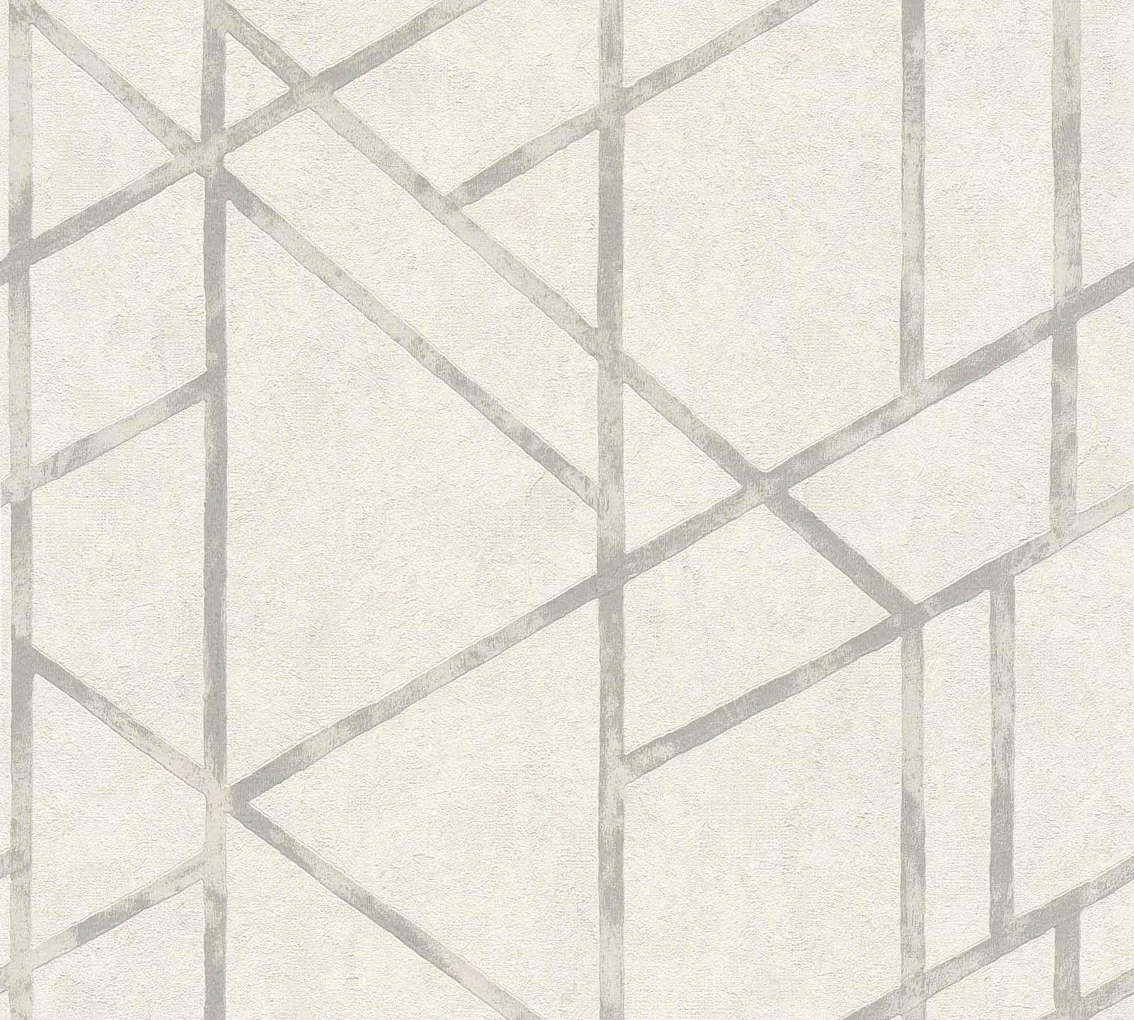Livingwalls Geometric Wallpaper Metropolitan Stories Non-Woven Francesca - Milano 10.05 m x 0.53 m Silver White Made in Germany 369285 36928-5