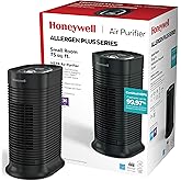 Honeywell HPA060 HEPA Tower Air Purifier, Airborne Allergen Reducer for Small Rooms (75 sq ft), Black - Wildlfire/Smoke, Pollen, Pet Dander, and Dust Air Purifier
