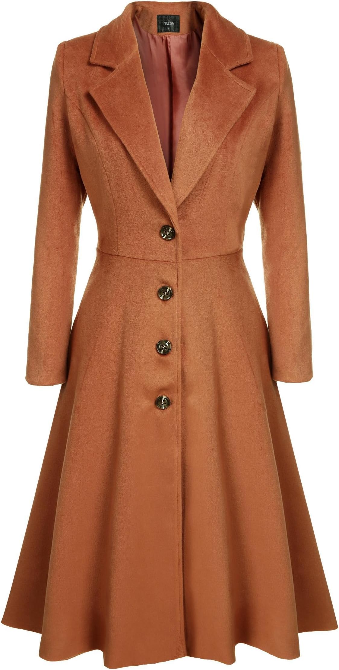 Elever Women's Casual Long Sleeve Turn-Down Collar A-line Flare Hem Wool Blended Dress Blazer Coats