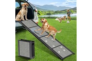 GAOYITK Dog Ramp for Car, 71" Extra Long Folding Pet Stair Ramp with Non-Slip Surface for Medium & Large Dogs Up to 250LBS, Outdoor Dog Car Ramp for SUVs, and Trucks, Portable Pet Steps