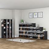 HOMIDEC 7 Tier Plastic Shoe Rack Cabinet with Doors Black 42 Pair view 4