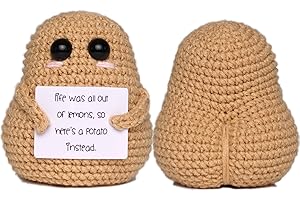 DICHA Positive Potato Crochet-Spreading Joy and Good Vibes - Cute and Funny Emotional Support Gift for Friends Party Decoration Encouragement-Washable-Yellow