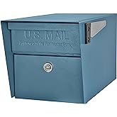 Mail Boss Mail Manager Mid Century Modern Locking Post Mount Mailbox | Patented anti-pry lock, accepts small packages, USPS approved, vandal-resistant galvanized steel curbside design.