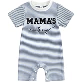 GGBNOMER Newborn Baby Boy Summer Clothes Mamas Boy Embroidery Jumpsuit Waffle Round Neck Romper Onesie 3 6 12 18 Months