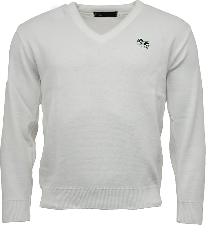 G5 APPAREL Bowls Lawn Bowling VNeck White Jumper with Logo Amazon.co.uk Clothing