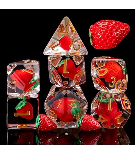 Bescon Fruit Polyhedral Dice Set, Novelty RPG Dice Set of 7