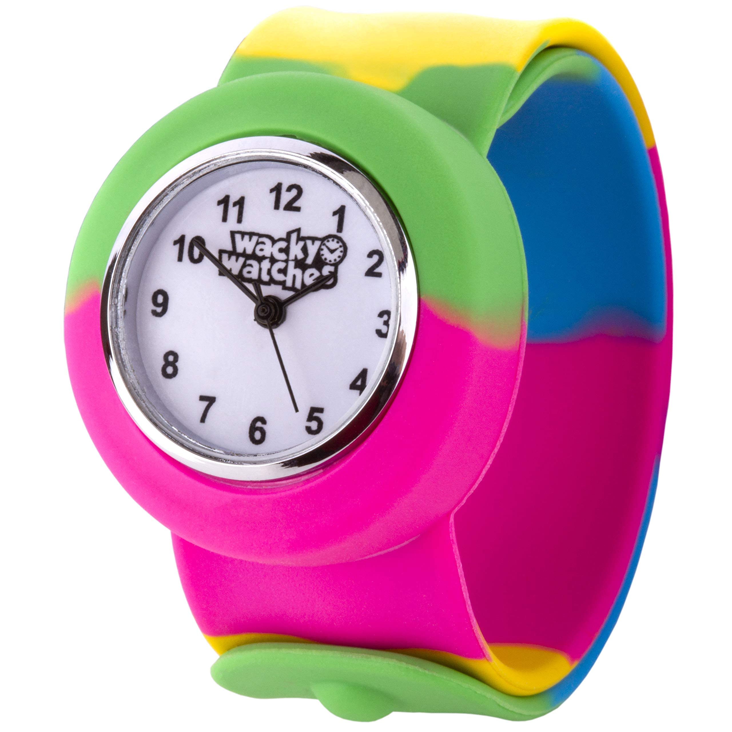 Popwatch Multicoloured Colour Wacky Watch ® Slap Strap Fast Fit Kids Childrens Silicone Band Unisex Instant Fit Any Size
