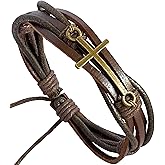 BeGenuine Store Braided Leather Bracelet for Man or Women Cross Symbol Faith Jewelry Handmade Adjustable Unique