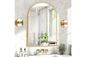 XRAMFY 24"x36" Gold Arched Bathroom Mirror - Wall Mirror for Bathroom, Metal Frame Vanity Mirror, Dresser Mirror, Arch Decorative Mirrors for Living Room, Bedroom, Entryway, Mantle