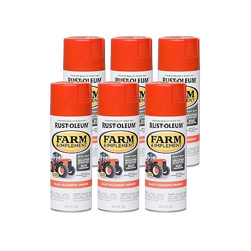 Rust-Oleum 280135-6PK Farm & Implement Spray Paint, 12 oz, Allis Chalmers Orange, (Pack of 6)