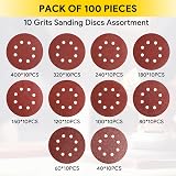 AUGOLA 100Pcs Sanding Discs 125mm 8-Hole Mixed Grits 40-400 VOC view 2
