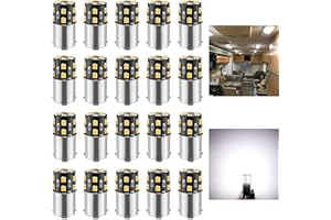 BRISHINE 20PCS 1141 1156 Interior LED Light Bulbs for RV, Super Bright 18-SMD 4500K Natural White 1073 1003 7506 BA15S LED Bulbs for Camper Trailer Boat Indoor Lights(12V DC)