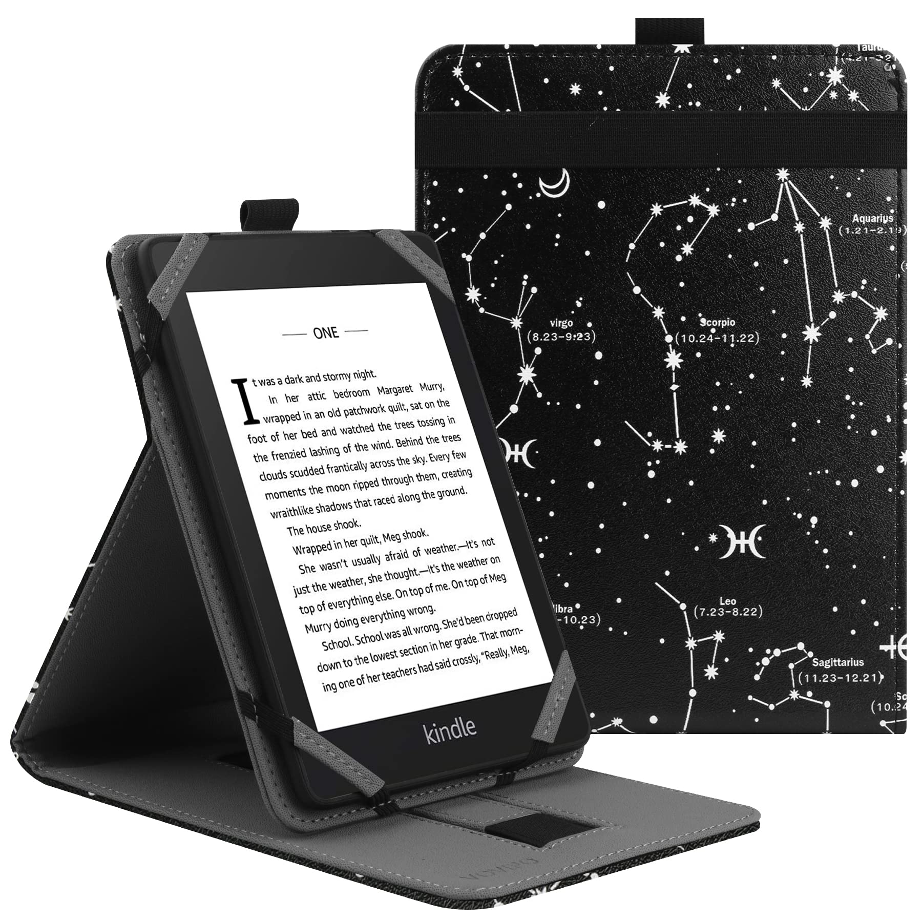 VOVIPO Universal 6 Inch kindle Paperwhite Protective Case, Folio Stand Cover for Kindle/Kobo/Tolino/Pocketbook/Sony 6 inch eReader,With Multiple Viewing Angles-Constellation