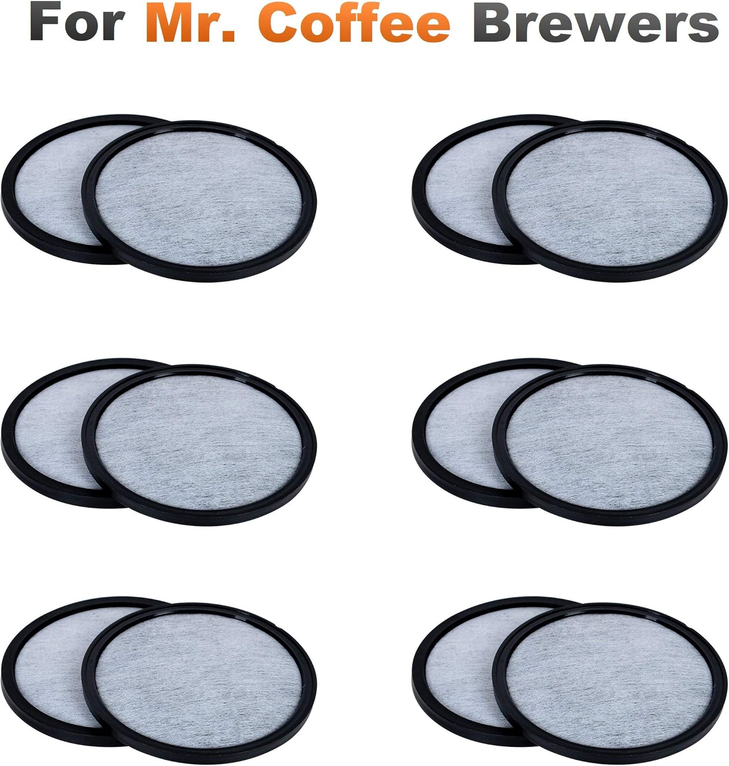 K&J 12-Pack of Compatible Mr. Coffee Water Filter Discs - Universal Fit - Replacement Charcoal Water Filter Discs for Mr Coffee Coffee Brewers - Better Than OEM!: Kitchen & Dining