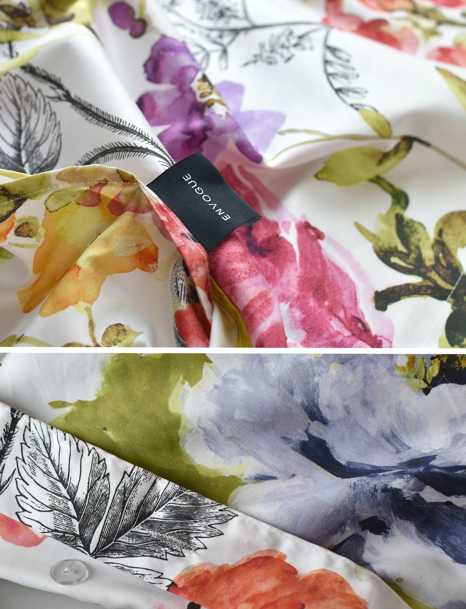 Tahari Home Vintage Botanical Wild Flower Print Duvet Quilt Cover by