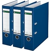 Leitz 180&deg; A4 Plastic Lever Arch File 80mm Blue - Pack of 3