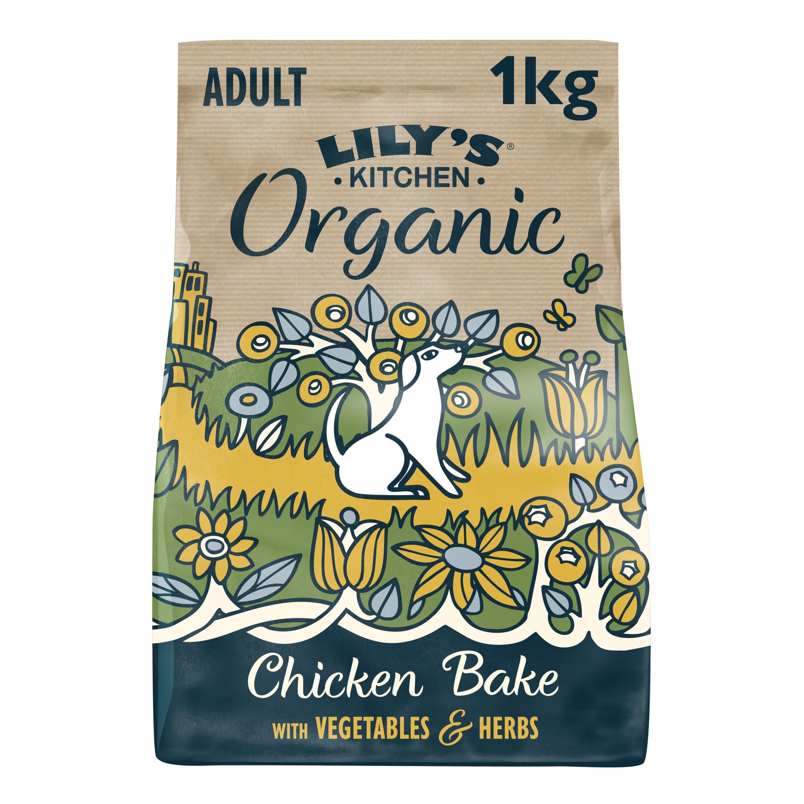 Lily’s Kitchen Made with Natural Ingredients Adult Dry Dog Food Organic Chicken Bake Balanced Nutrition 1kg