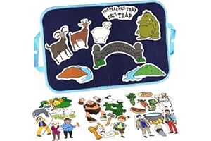CHEFAN Felt/Flannel Board Story Set of 4, PRECUT Felt Pieces for Preschool Toddlers, Stone Soup, The Three Billy Goats Gruff, Jack and Beanstalk, The Boy Who Cried Wolf